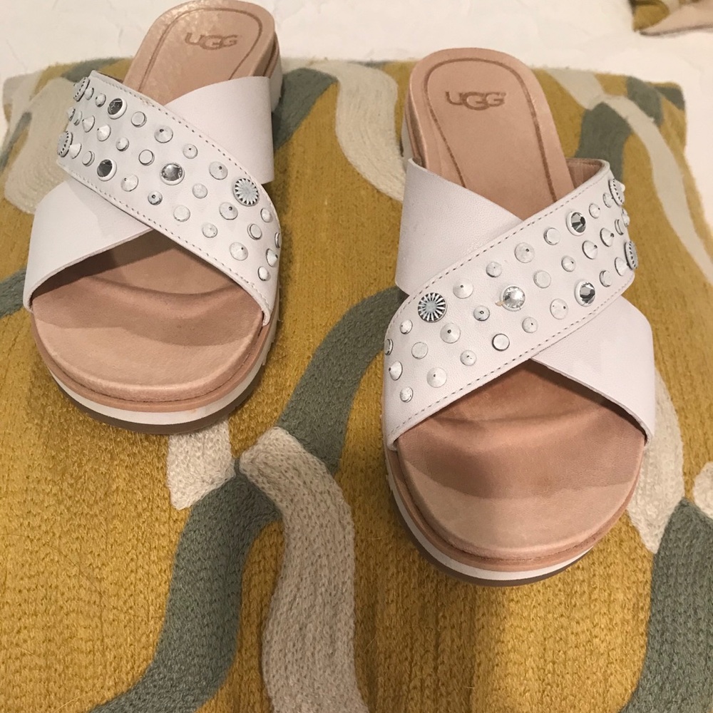 UGG white studded sandals